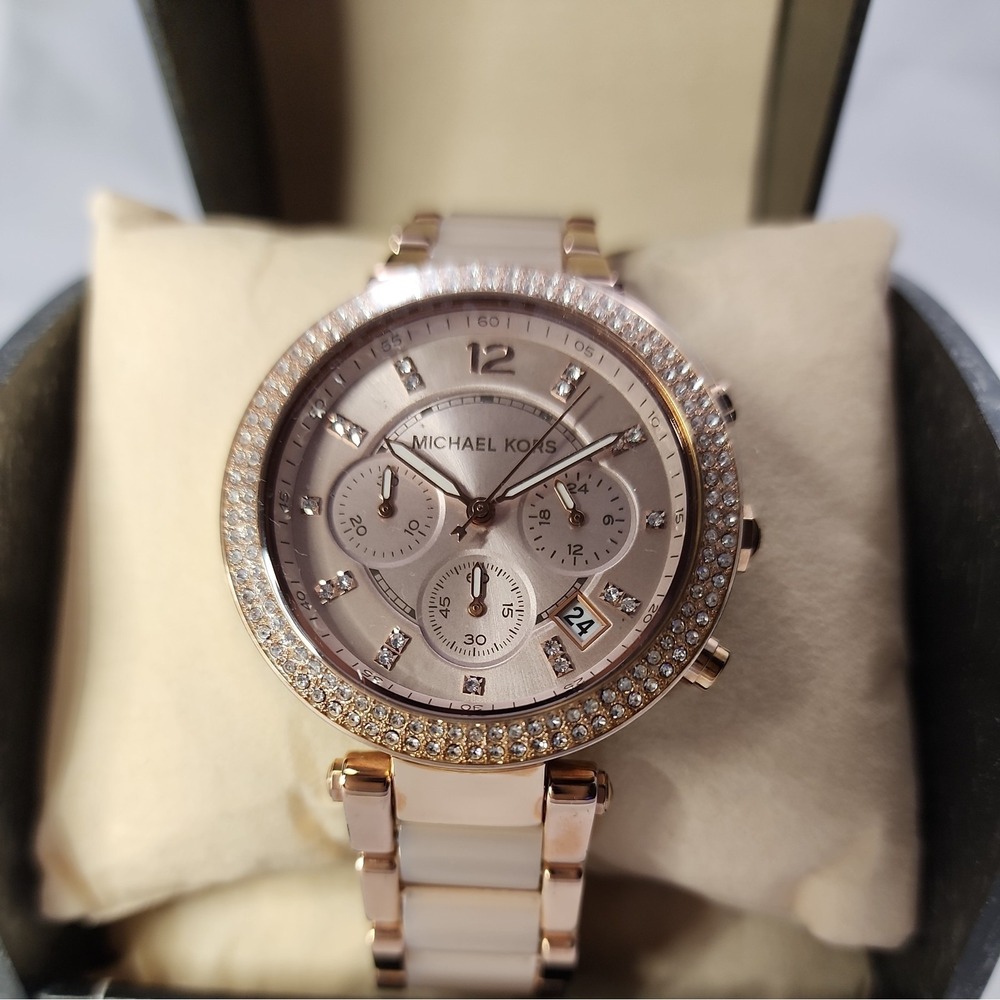 NEW 🏷$295 Michael Kors MK5896 Parker Blush🌹 Rose Gold-tone Ladies Watch